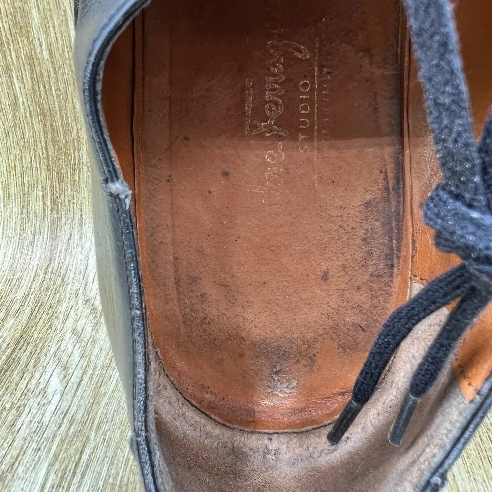 Salvatore Ferragamo Oxford Shoes Men's Size 10 2E Black Leather Cap Toe‎ Dress